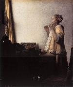 VERMEER VAN DELFT, Jan Woman with a Pearl Necklace wer oil painting picture wholesale